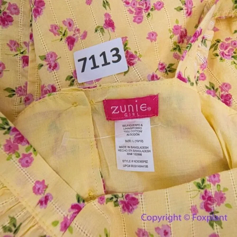 New! Zunie Girl Cotton Floral‎ fit and flare Knee-Length Dress yellow , size L